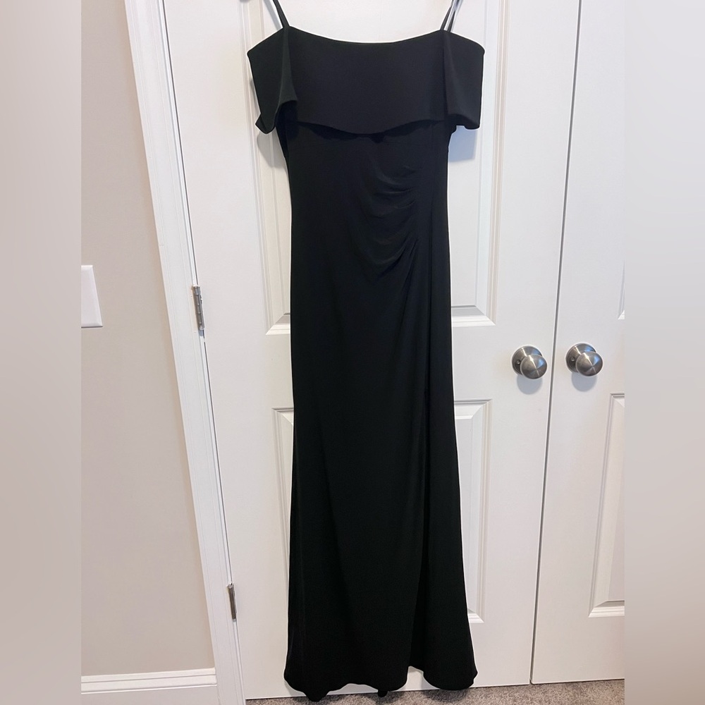 X by XSCAPE Black Off-Shoulder Strapless Gown